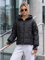 Dámska prešívaná bunda s kapucňou, čierna, FashionStreet TY5759