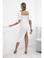 Šaty s viazanými rukávmi ecru