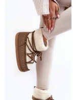 Damskie Ocieplane Śniegowce Brązowe Rohes