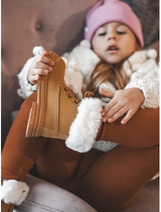 Dziecięce Trapery Botki Na Suwak z Futerkiem Camel Gerande