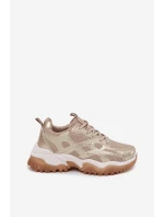 Buty Sportowe Sneakersy Damskie Big Star SS274014 HI-POLY SYSTEM Beżowo-Złote