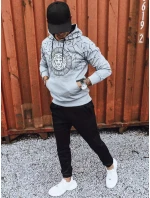 Pánska sivá mikina s potlačou FashionStreet BX5314 Pánska sivá mikina s potlačou FashionStreet BX5314