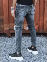 Pánske džínsy s roztrasenými nohavicami tmavosivé FashionStreet UX3835