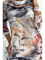 IRENE - Dámske šaty so vzorom "silver brown" as rolákom 282-5