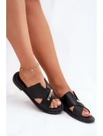 Damskie Klapki Na Płaskim Obcasie Z Ozdobnym Detalem Vinceza 17385 Czarne