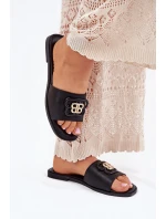 Płaskie Klapki Damskie Z Ozdobnym Detalem Czarne Nenitta