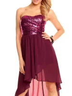 Dámske spoločenské šaty korzetové MAYAADI s asymetrickou sukňou fialové - Fialová - MAYAADI