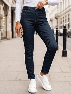 Dámske skinny džínsy s vysokým pásom, tmavomodré, FashionStreet UY3097