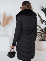Dámska prešívaná zimná bunda s umelou kožušinou čierna FashionStreet TY5076