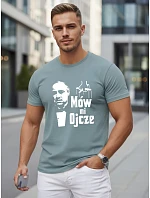 Pánske klasické bavlnené tričko s petrolejovou potlačou FashionStreet NX5145R Pánske klasické bavlnené tričko s petrolejovou potlačou FashionStreet NX5145R