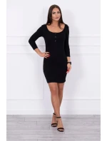 Šaty s gombíkovým výstrihom čiernej