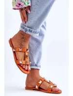 Damskie Klapki Z Dużymi Ćwiekami Pomarańczowe Mercure