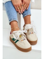 Sneakersy Damskie Z Przypinkami Beżowe Jariana