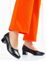 Luxusné čierne lodičky pre ženy na širokom podpätku Luxusné čierne lodičky pre ženy na širokom podpätku