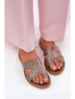 Zazoo 40326 Damskie Klapki Z Ozdobnymi Wycięciami Ciemnobeżowe