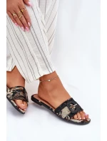 Płaskie Klapki Damskie Z Ozdobną Klamrą Czarne Clariola