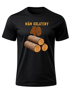 Pánské bavlněné tričko s potiskem - MÁM KULATINY 40 - černé 