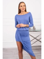Asymetrické šaty, 3/4 rukávy, džínsovina