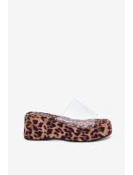 Klapki Damskie Z Transparentnym Paskiem Na Koturnie Panterka Meltiana