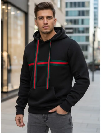 Pánska mikina s kapucňou čierna FashionStreet BX5939 Pánska mikina s kapucňou čierna FashionStreet BX5939