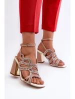 Zdobione Sandały Damskie Na Słupku D&A CR952 Różowe