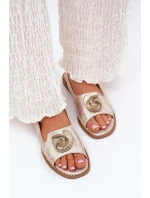 Połyskujące Sandały Damskie Z Ozdobą S.Barski KV51-006 Złote