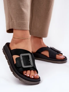 Pachnące Klapki Damskie Z Ozdobną Klamrą ZAXY RR285078 Czarne