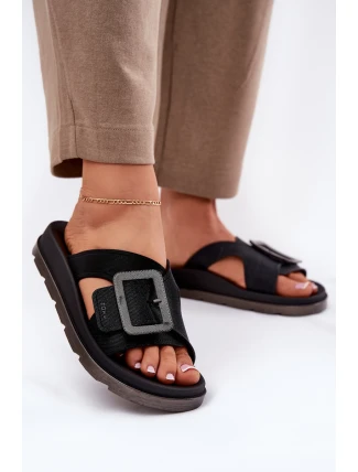 Pachnące Klapki Damskie Z Ozdobną Klamrą ZAXY RR285078 Czarne