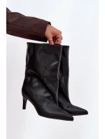 Wsuwane Botki Damskie Na Szpilce Czarne Solvienne