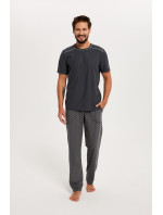 Pánske pyžamo Abel, krátky rukáv, dlhé nohavice - grafit/potlač