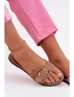 Dámské nazouváky na nízkém podpatku se zlatou sponou Camel Selivelle