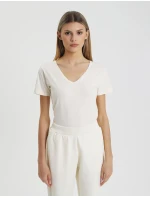 Dámske tričko slim fit 4FWSS25TTSHF1990 11S Ecru - 4F