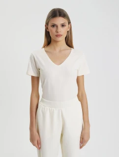 Dámske tričko slim fit 4FWSS25TTSHF1990 11S Ecru - 4F