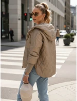 Dámska prechodná prešívaná bunda s kapucňou FashionStreet camel TY5561