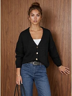 Dámsky voľný čierny kardigán na gombíky FashionStreet MY2651