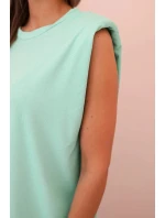 Dámska súprava z viskózy bez rukávov s rovnými nohavicami mätovej farby