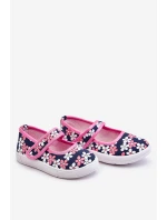 Dziecięce Baleriny W Kwiatuszki Granatowo-Różowe Noah