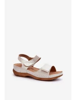 Pohodlné dámske sandále na suchý zips Silver Iphiope Pohodlné dámske sandále na suchý zips Silver Iphiope