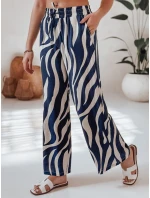 Dámske pruhované nohavice so širokými nohavicami ZEBRAVIBE navy blue and beige FashionStreet UY2654