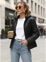 Dámska prešívaná bunda s kapucňou čierna FashionStreet TY5534 Dámska prešívaná bunda s kapucňou čierna FashionStreet TY5534