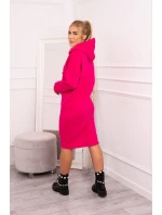 Šaty s kapucňou a bočným rázporkom fuchsiová