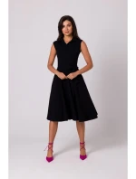 B261 Bavlnené šaty vo fitted strihu - čierne