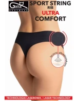 Dámske tangá SPORT STRING RIB ULTRA COMFORT Black - Gatta