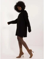 Čierne látkové šaty s rolákom (0547)