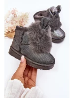 Dziecięce Śniegowce Ocieplane Futerkiem Z Uszkami Szare Betty