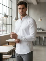 Pánska košeľa SLIM FIT so stojacím golierom biela FashionStreet DX2608