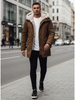 Pánska zimná bunda parka s kapucňou tmavo béžová FashionStreet TX4964z Pánska zimná bunda parka s kapucňou tmavo béžová FashionStreet TX4964z