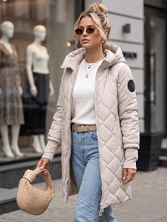 Dlhá dámska prešívaná prechodná bunda, svetlosivá, FashionStreet TY5864