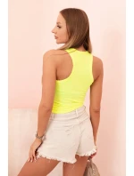 Dámske bavlnené tielko s okrúhlym výstrihom Neon Yellow
