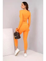 Dámsky komplet z rebrovanej viskózy s dlhým rukávom a legínami oranžový Dámsky komplet z rebrovanej viskózy s dlhým rukávom a legínami oranžový
